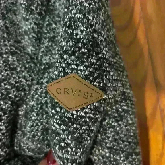 Orvis Gray/Black Brighton Sherpa Lined 1/4-Zip Pullover Marled Fleece Men Size L - Picture 2 of 6